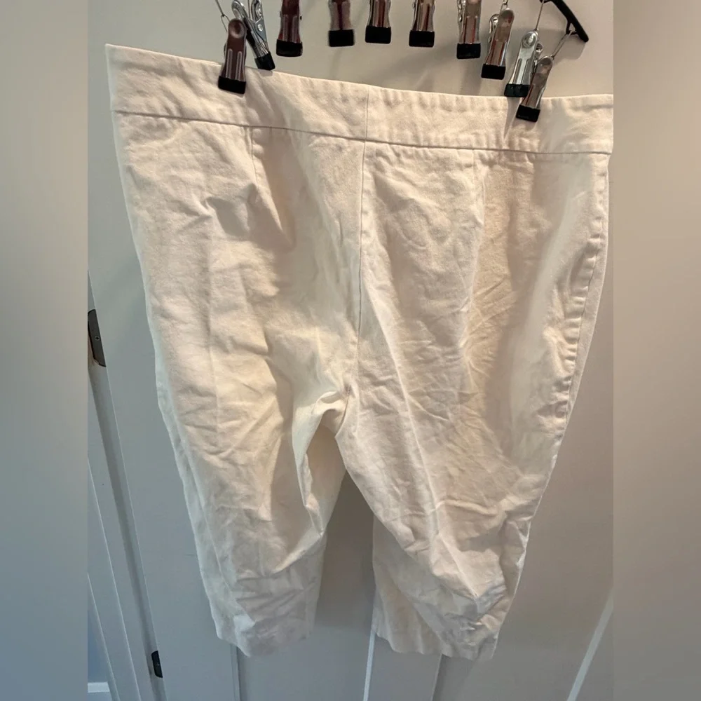 Alfani Ivory Cropped Ankle Pants Size 16W Slim Career Office Zip Pocket